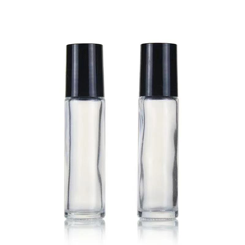 10 ml transparent roller glass bottle with stainless steel roller manufactory