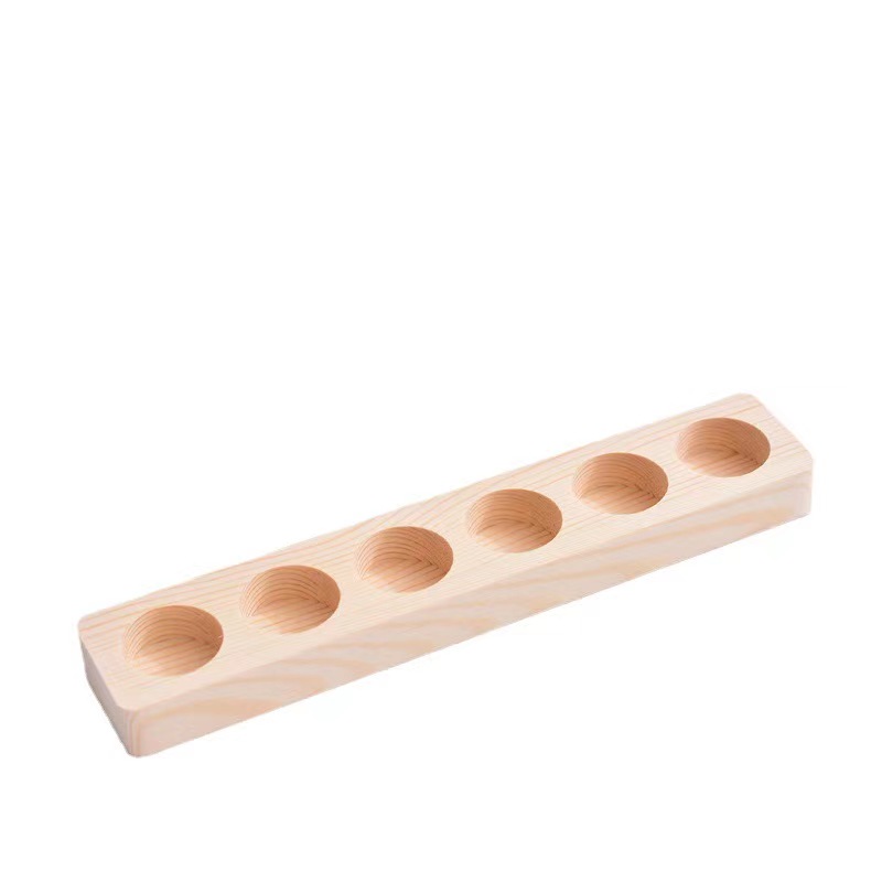 linear wooden tray with 6 slots for essential oil bottle dealer 