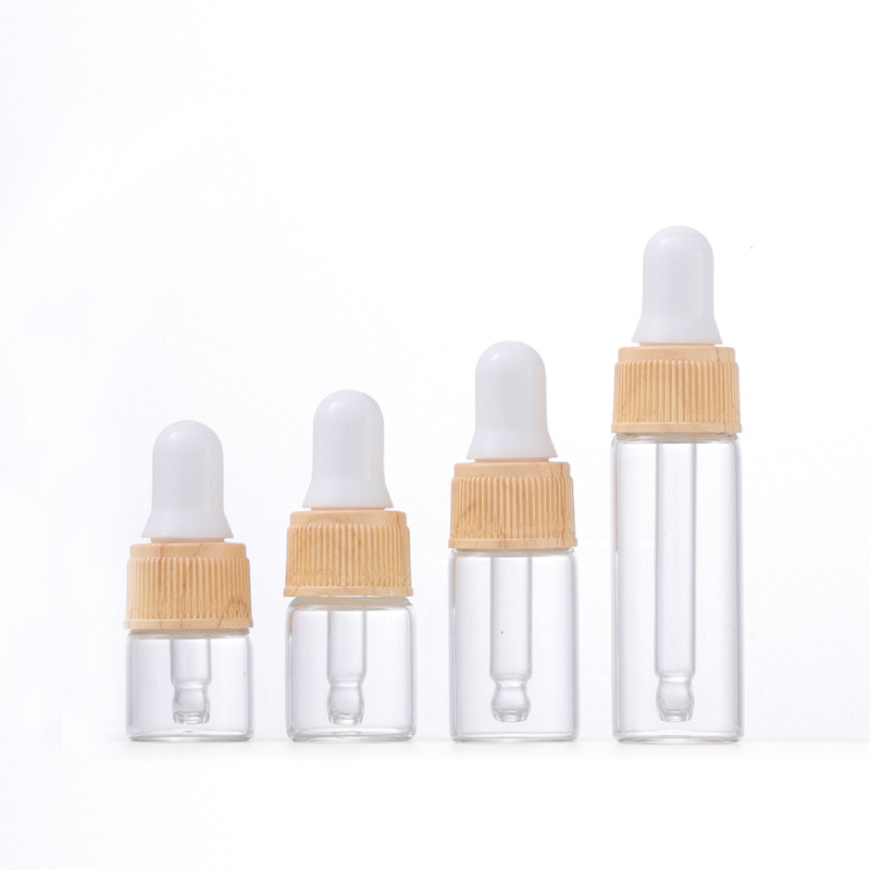 1 ml 2 ml 3 ml 5 ml mini transparent glass bottle with dropper cap wholesale 